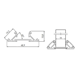 LED-профіль кутовий-торцевий двосторонній під крайку 3м PA-GLAXNBDW3M-AL GTV