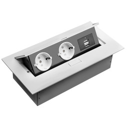 Подовжувач 2 розетки SCHUKO 2xUSB Білий 220-240V GTV