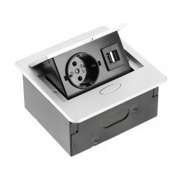 Подовжувач AVARO 1 розетка SCHUKO 2xUSB провід 1,5м 220-240V Алюміній GTV