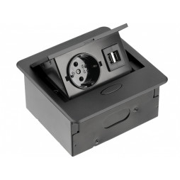 Подовжувач AVARO 1 розетка SCHUKO 2xUSB провід 1,5м 220-240V Чорний GTV AE-PB1SAVA-20N