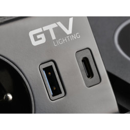 Подовжувач AVARO PLUS 1 розетка SCHUKO USB A+C WC 5W провід 1,5м 220-240V Чорний GTV AE-PB1SAVAP-20