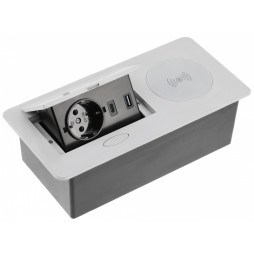 Подовжувач AVARO PLUS 1 розетка SCHUKO USB А+С WC 5W провід 1,5м 220-240V Алюміній GTV AE-PB1SAVAP-53