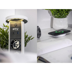 Подовжувач CAMINO 100мм 2 розетки SCHUKO USB A+C QC WC 10W провід 1,5м 220-240V Білий GTV