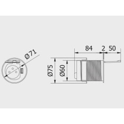 Подовжувач CHARGER MINI 60мм 1 розетка SCHUKO 1xUSB 2,4A провід 1,9м 220-240V Алюміній GTV AE-BPW1S1UCH-53