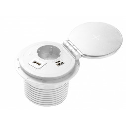 Подовжувач CHARGER PLUS 1 розетка SCHUKO USB A+C WC (змінні USB, RJ45 HDMI) провід 1,5м 220-240V Білий GTV AE-BPW1SACP-10