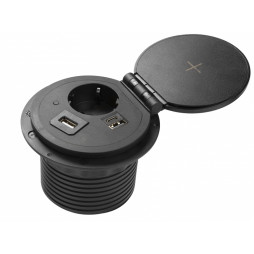 Подовжувач CHARGER PLUS 1 розетка SCHUKO USB A+C WC (змінні USB, RJ45 HDMI) провід 1,5м 220-240V Чорний GTV