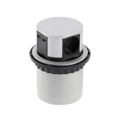 Подовжувач COMFORT 100мм 3 розетки SCHUKO 2xUSB 2,4A провід 1,5м 220-240V Алюміній AE-BPW3S100U-53 GTV