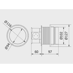Подовжувач COMFORT 100мм 3 розетки SCHUKO 2xUSB 2,4A провід 1,5м 220-240V Алюміній AE-BPW3S100U-53 GTV
