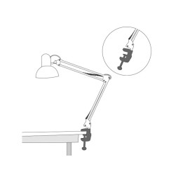 Свiтильник свiтлодiодний настiльний DE1430 на струбціні чорний Е27 220V, мережевий шнур з вимк. 1,5м (335*335*155мм)