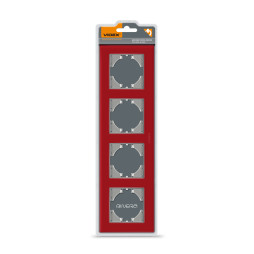 Рамка червоне скло на 4 місця горизонтальна VIDEX BINERA