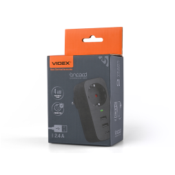 Мережевий адаптер 1п 2.4A 2USB Type-C з заземленням Black ONCORD (VF-AD1G2U1C-B) VIDEX