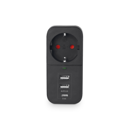 Мережевий адаптер 1п 2.4A 2USB Type-C з заземленням Black ONCORD (VF-AD1G2U1C-B) VIDEX