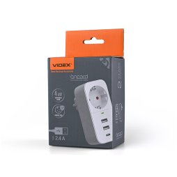 Мережевий адаптер 1п 2.4A 2USB Type-C з заземленням White ONCORD (VF-AD1G2U1C-W) VIDEX