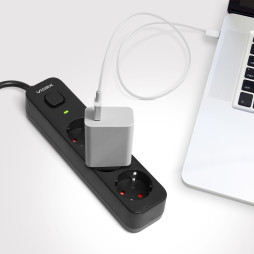 Мережевий подовжувач 3п 3м 1.5мм з/з та кнопкою Black ONCORD (VF-PD33G-B) VIDEX