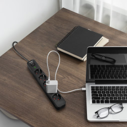 Мережевий подовжувач 5п 3м 1.5мм з/з та кнопкою Black ONCORD (VF-PD53G-B) VIDEX