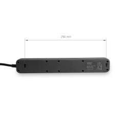 Мережевий подовжувач 6п 3м 1.5мм з/з та кнопкою Black ONCORD (VF-PD63G-B) VIDEX