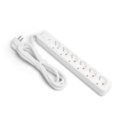 Мережевий подовжувач 6п 3м 1.5мм з/з та кнопкою White ONCORD (VF-PD63G-W) VIDEX