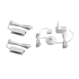 Комплект світлодіодних кліпс алюмінієвих для підсвітки скляних полиць з ножним вимикачем 2шт 220V біле світло, білий провід LEDUA