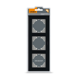 Рамка чорне скло на 3 місця горизонтальна VIDEX BINERA