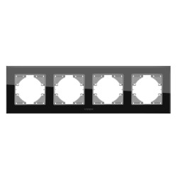 Рамка чорне скло на 4 місця горизонтальна VIDEX BINERA