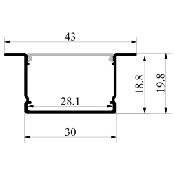 Профиль алюминиевый LEDUA АЛ-54 + рассеиватель для LED ленты врезной 2 м Черный - Уценка