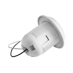 Патрон Е14 пластиковый, резьба + кольцо, провода 15см белый (LM102)