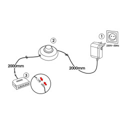 Комплект драйвер 12W+ножний вимикач+розподільча коробка 4 виходи, чорний 12V LEDUA