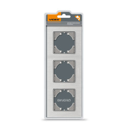 Рамка срібний алюміній на 3 місця горизонтальна VIDEX BINERA