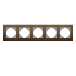 Рамка шоколадний алюміній на 5 місць горизонтальна VIDEX BINERA
