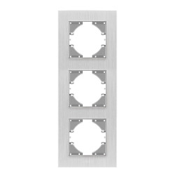 Рамка срібний алюміній на 3 місця вертикальна VIDEX BINERA