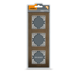 Рамка шоколадний алюміній на 3 місця вертикальна VIDEX BINERA