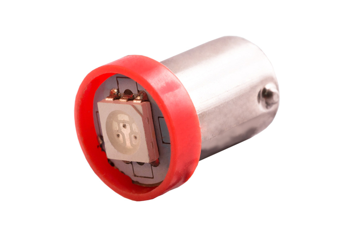 Світлодіодна авто лампа BA9S-5050-1smd червоний 12V LEDUA