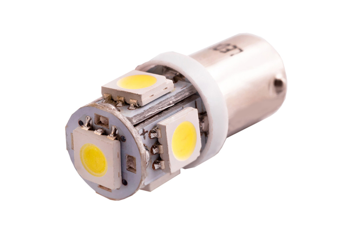 Світлодіодна авто лампа BA9S-5050-5smd білий 12V LEDUA