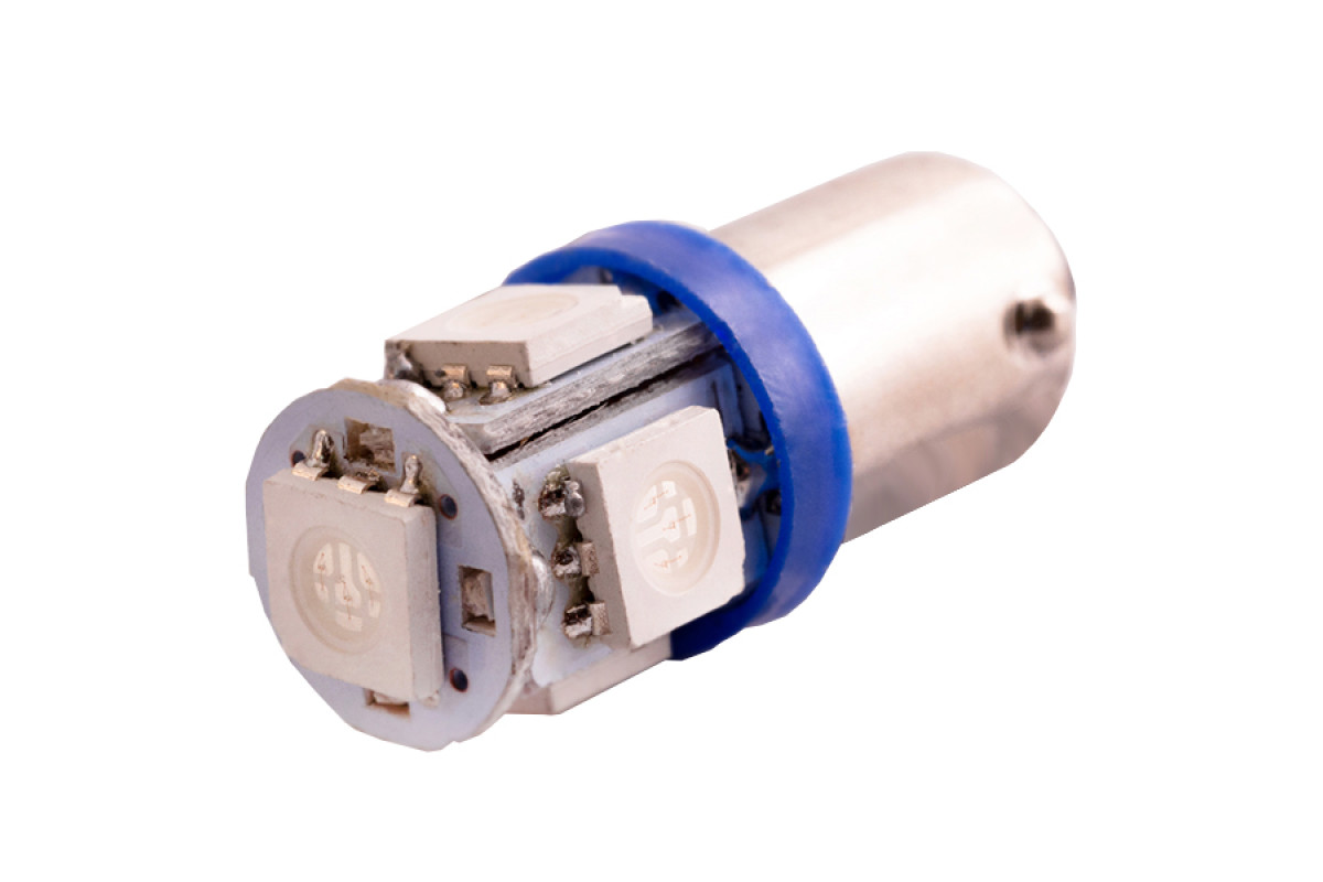 Світлодіодна авто лампа BA9S-5050-5smd синій 12V LEDUA