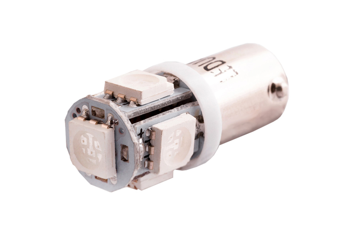 Світлодіодна авто лампа BA9S-5050-5smd зелений 12V LEDUA