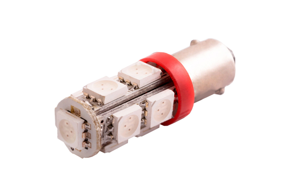 Світлодіодна авто лампа BA9S-5050-9smd червоний 12V LEDUA