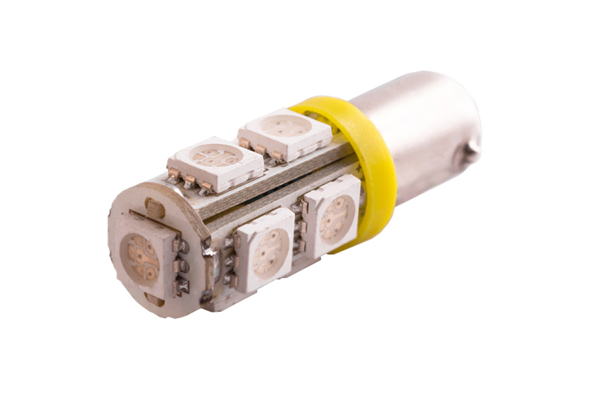 Світлодіодна авто лампа BA9S-5050-9smd жовтий 12V LEDUA