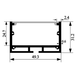 Профиль алюминиевый LEDUA АЛ-23 + рассеиватель для LED ленты накладной/подвесной 2 м Черный