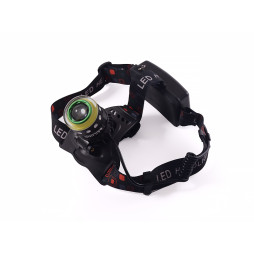 Фонарик налобный POLICE T105-T6+COB, ЗУ 220V/12V, 2x18650, zoom, Box