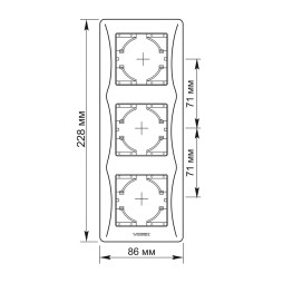 Белая рамка на 3 места вертикальная VIDEX BINERA