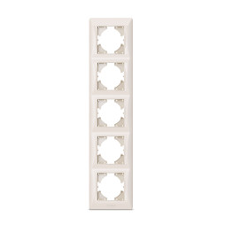 Кремовая рамка 5 мест вертикальная VIDEX BINERA