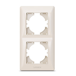 Кремовая рамка на 2 места вертикальная VIDEX BINERA