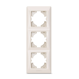 Кремовая рамка на 3 места вертикальная VIDEX BINERA