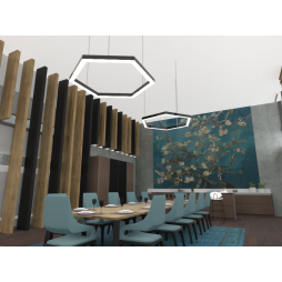 Світильник світлодіодний підвісний, стельовий "Шестикутник" 220V 108W 13000Lm 3500k 500*6 драйвер ззовні чорний LEDUA