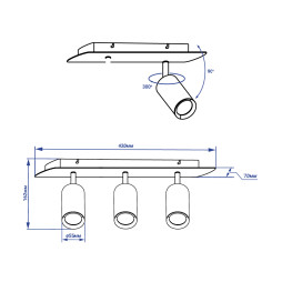 Накладний поворотний світильник Feron ML311-3 під лампу чорний