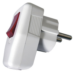 Вилка с заземлением Lemanso + кнопка красная/LMA002 (кратно 24 штук)