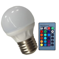 Лампа Lemanso св-на 3W RGB E27 210LM з пультом 85-265V (48*65mm) / LM736