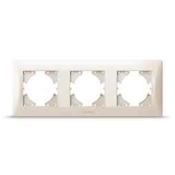 Кремовая рамка на 3 места горизонтальная VIDEX BINERA