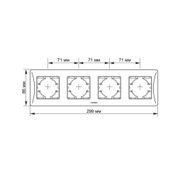 Кремовая рамка на 4 места горизонтальная VIDEX BINERA