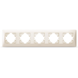 Кремовая рамка на 5 мест горизонтальная VIDEX BINERA